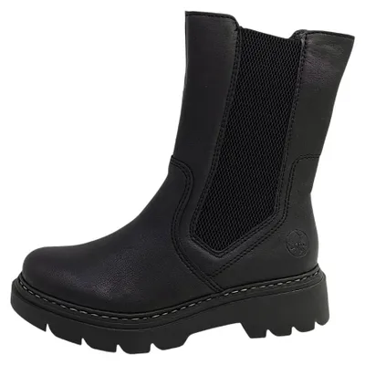 Produktbild von Rieker Damen Stiefelette Chalsea mit Reißverschluss Plateausohle 76780, Größe:42 EU, Farbe:Schwarz