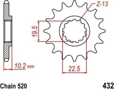 Zdjęcie produktu dla Zębatka 15T skok 520 do Beta Suzuki DR, DR-Z, RM, TS