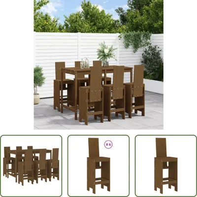 Produktbild von The Living Store 7-tlg. Gartenbar-Set Honigbraun Massivholz Kiefer