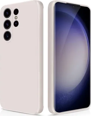 Produktbild von Silikon Hülle für Samsung Galaxy S23 Ultra Flüssigsilikon Dünn Gel Gummi Matt Kratzfeste Schutzhülle Weiß
