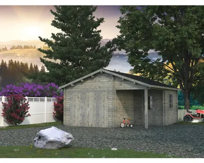 Produktbild von Einzelgarage Palmako Roger 21,9+5,2 m² mit Holztor 510 x 550 cm tauchgrundiert grau