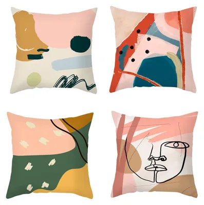 4 Kissenbezüge 45x45 cm, dekorativ, mit Reißverschluss
