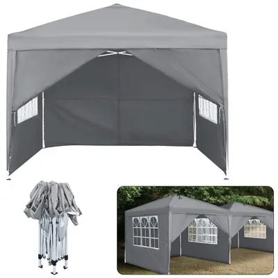 Produktbild von LZQ 2,5x2,5m Faltpavillon Pavillon Faltbar mit 4 Seitenwänden, Gartenpavillon Gartenzelt, wasserdicht, UV-Schutz, Partyzelt, inkl .Tasche, Grau
