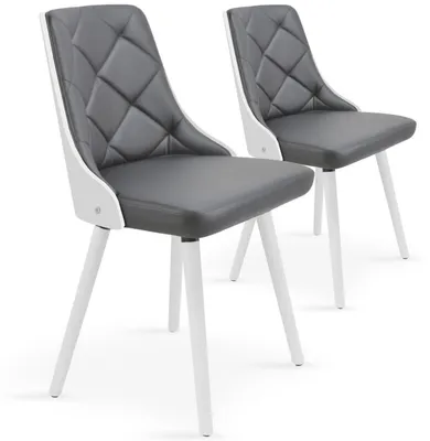 Image de MENZZO Lot de 2 chaises scandinaves Lalix Blanc & Gris