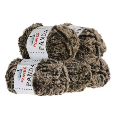Produktbild von Strickgarn Panda Kunstfell 500g Strick-Wolle Kuschelwolle Plüschwolle - Farbwahl, Farbe:153 schwarz beige
