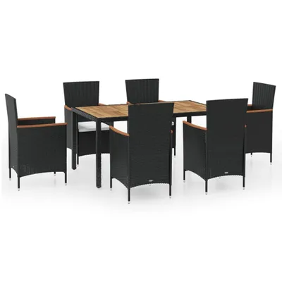 Immagine prodotto di vidaXL Set da pranzo da giardino da 7 pezzi con cuscini in rattan sintetico