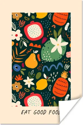 Produktbild von MuchoWow® Poster Zitate - Sprichwörter - Essen Sie gut - Obst 60x90 cm - Wanddekoration