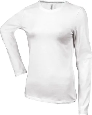 Produktbild von Kariban Damen Langarmshirt T-Shirt Longsleeve Shirt Baumwolle Rundhals, Größe:2XL, Farbe:Weiß