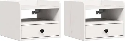 Image de Table de chevet avec tiroir 2 pcs Blanc 38 x 36 x 29,5 cm