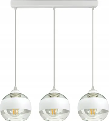 Produktbild von LUXOLAR Led Deckenleuchte 3 flammig - Deckenlampe Weiß E27 60W - Hängelampe für Wohnzimmer, Küchen - Weiß Glas Kugeln