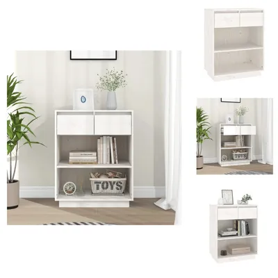 Produktbild von vidaXL Beistellschrank Weiß 60x34x75 cm Massivholz Kiefer - Sideboards