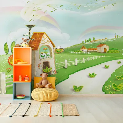 Produktbild von Muralo XXL Vlies FOTOTAPETE DORF Huegel Pflanzen Regenbogen (B) 405 cm x (H) 270 cm Tapete Wandtapete WOHNZIMMER SCHLAFZIMMER 4863