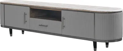 Produktbild von KAWOLA Lowboard MARIA TV-Bank Marmorplatte Kunstleder grau