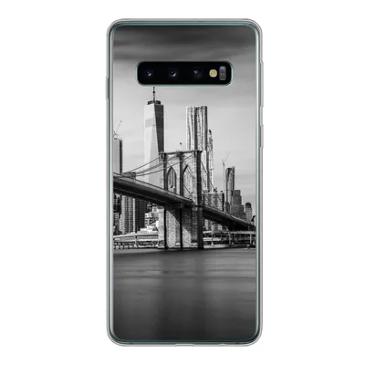 Produktbild von MuchoWow® Handyhülle Schutzhülle Hülle für Samsung Galaxy S10 Architektur - New York - Brooklyn Bridge - Wasser - Schwarz und weiß Silikon Softcase Handy Hülle - Handytasche