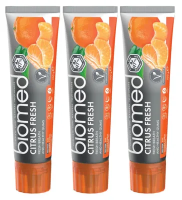 Produktbild von BIOMED - Zahnpasta - 3er Pack - Citrus Fresh - Fluoridfrei - Zitrus-Frische