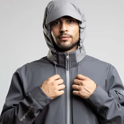 Produktbild von Qualitex Softshelljacke - Kapuze für Hybrid Softshelljacke "Resist" - in Farbe: grau - Herren: 6XL