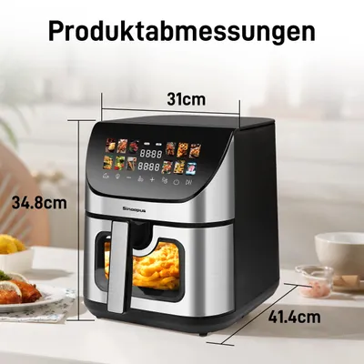 Zdjęcie produktu dla Fritownica bezolejowa - 8 litrów - 1700 W - 12 programów gotowania - kolorowy ekran dotykowy - okienko umożliwiające podgląd - gotowanie bez oleju