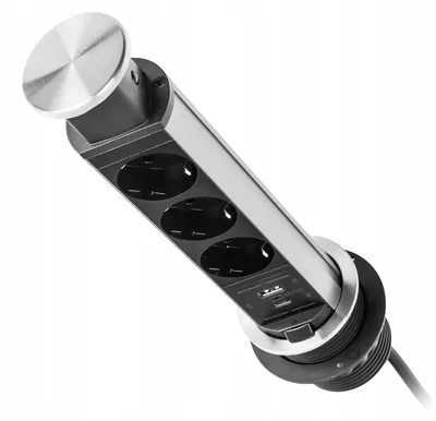 Produktbild von Spacetronik SPSRT51BS V2 Einbau-Tischsteckdose 3x Schuko USB