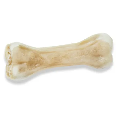 Zdjęcie produktu dla GUSTO PETS Zestaw 7 Kości dla psa ze skórą wołową 12 cm - Naturalny gryzak z dodatkiem strusia, Lekkostrawny przysmak bogaty w białko