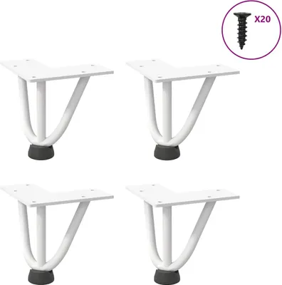 Obrázek produktu pro Nohy na konferenční stolek ve tvaru vlásenky 4 ks bílé 10 cm masivní ocel