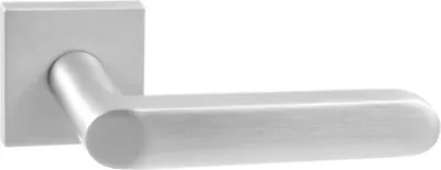 Produktbild von DOMINO Türgriff ohne Schlossrosette | quadratische Rosette | Türklinke für Zimmertür, Bürotür | Türbeschläge aus Aluminium  |Chrom Türdrückergarnitur | DENVER-QR SLIM M6
