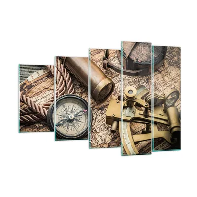 Produktbild von Bilder auf glas - Kompass Kompass Karte - 150x100cm - Glasbilder - Wandbilder - Kunstdruck - zum Aufhängen bereit - Wanddekoration aus Glas - Glas Bilder - Wandbild auf Glas - GEG150x100-3730