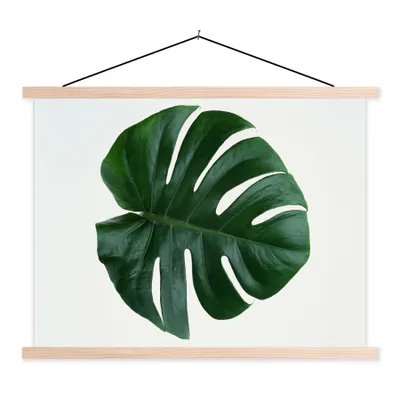 Produktbild von MuchoWow® Textilposter Eine grüne botanische Lochpflanze 60x45 cm mit holzfarbenen Rahmen - Bild
