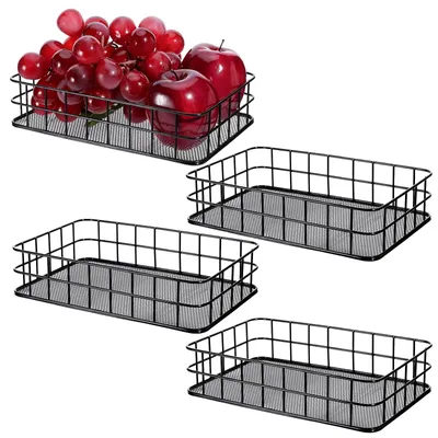 Immagine prodotto di Solidchoice - 4 organizer in filo di metallo nero per armadi - Ceste portaoggetti per ufficio e casa