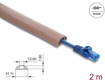 Imagen del producto de DELOCK, canal de cable de PVC, flexible, 30 x 10 mm, longitud 2 metros, color marrón