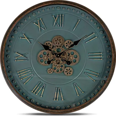 Produktbild von formano Wanduhr 66 cm Metall mit sichtbar drehenden Zahnrädern