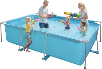Produktbild von Rahmenpool 3000x2000x762mm - Aufstellbarer Gartenpool - Stahlrahmen Schwimmbecken - Rechteckiges Stahlrahmenbecken mit 3960 L Kapazität - Blauer Gartenpool für 4-5 Personen