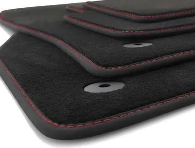 Immagine prodotto di Tappetini adatti per VW Polo 5 (2009-2016) 6R 6C GTI Cross R-Line  Velours Carpet 4 pezzi cuciture nere rosso
