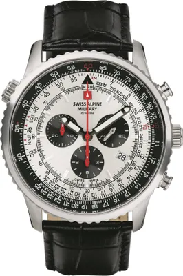 Produktbild von Swiss Alpine Military by Grovana 7078.9538 silber schwarz Leder Herren Uhr NEU