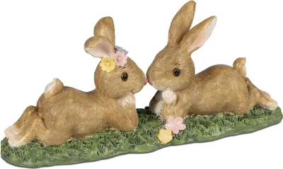 Produktbild von Dekofigur Hasenpaar liegend L. 20cm creme braun aus Kunststein Formano F26