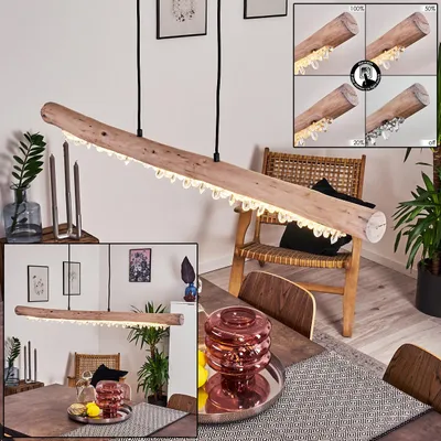 Produktbild von Lipusa »Lipusa« Hängelampe länglich aus Metall Schwarz und Holz