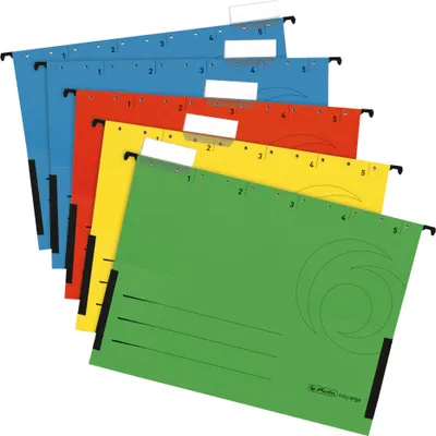 Produktbild von 5 Herlitz Hängetaschen / DIN A4 / Kraftkarton 230g/m² / farbig sortiert