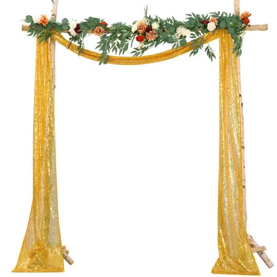 Image de （600×30cm，Gold）Arche de décoration de mariage Paillettes Rideau étincelant pour mariage Anniversaire Festival Décoration Extérieur Intérieur