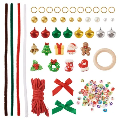 Weihnachtskranz-Bastelset, 356 Teile, DIY, Pfeifenreiniger, Perlen