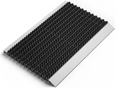 Produktbild von Fußmatte außen alu mit Bürsten schwarz, Schmutzfangmatte 40 x 60 cm, Fußmatte Aussenbereich