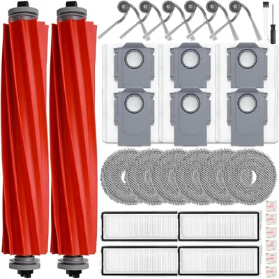 Produktbild von 32 Stück Zubehörset für Roborock QV 35A / QV 35S / QR598 / QR798 Saugroboter, 2 Hauptbürsten 6 Staubbeutel 4 Filter 6 Wischtücher 6 Seitenbürsten 6 Flach-Duftstein, Ersatzteile