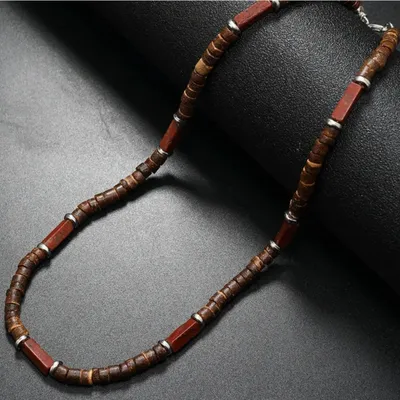Immagine prodotto di Collana Abelardo - Eleganza Rustica in Marrone e Rosso per Uomini KP34057