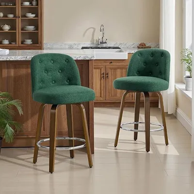 Imagen del producto de Juego de 2 taburetes, giratorios 360°, con respaldo, altura del asiento de 65 cm