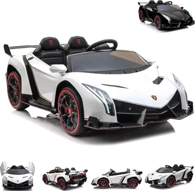 Produktbild von ES-Toys Kinder Elektroauto Lamborghini Veneno, Zweisitzer, EVA-Reifen, Radio weiss