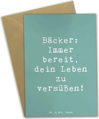 Produktbild von Mr. & Mrs. Panda Klappkarte Spruch Bäcker Freude - Meeresbrise - Geschenk, Beruf, Grußkarten, osterkarten, einladungskarten, weihnachtskarten, handgefertigte Geschenke