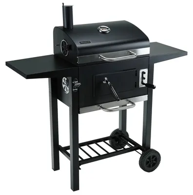 Obrázek produktu pro Gril na dřevěné uhlí Klausberg KB 9034, Komín, Regulovatelné větrání, Šuplík na popel, Teploměr, Kolečka, Ocel, Černá