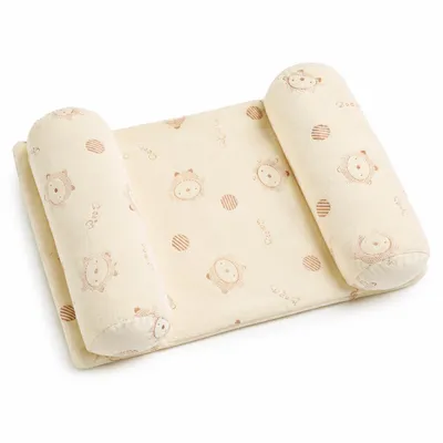 Produktbild von Babykissen Anti-Roll, Ergonomisches Neugeborenen-Kopfkissen aus Baumwolle, Verhindert Plattkopf, Schlafhilfe für Babybett & Kinderwagen (Gelb)