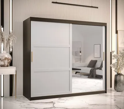 Produktbild von Kleiderschrank RAISA 2 – Breite 200 cm, schwarz / weiß
