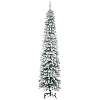 Produktbild von HOMCOM Künstlicher Weihnachtsbaum, 210 cm Christbaum mit 490 Spitzen, Kunstschnee, klappbar Metallständer, für Weihnachten Deko, Grün+Weiß