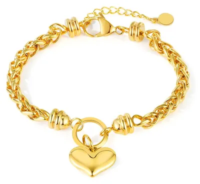 Productafbeelding van Damenarmband met hartvormige hanger van roestvrij staal