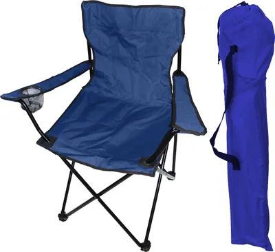 Produktbild von Anglersessel Campingstuhl Regiestuhl mit Getränkehalter und Tasche Blau